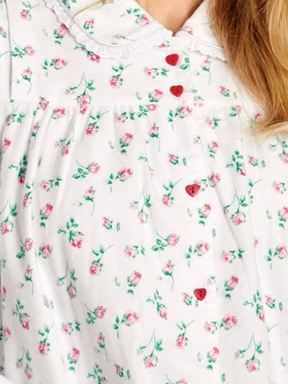 Lanz of Salzburg 100% Cotton Rosebud Nightgown L Cottagecore Grannycore - Picture 2 of 10